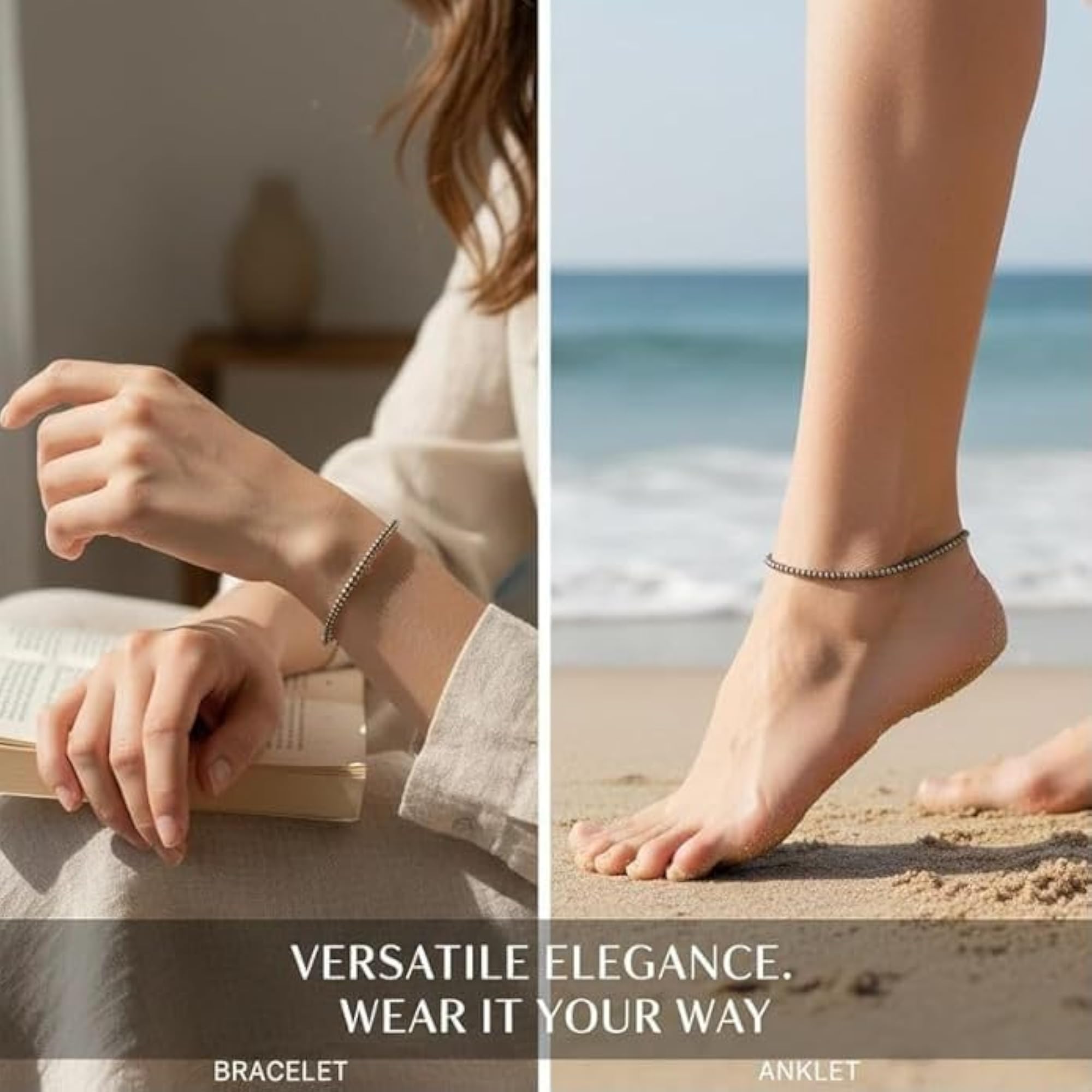 Natural Raw Pyrite Crystal Bead Anklet for Women